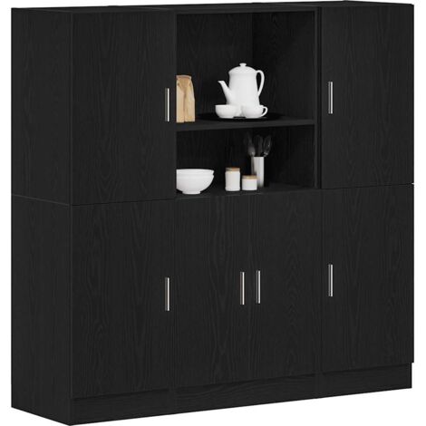 Mueble de cocina 3 piezas madera contrachapada negro