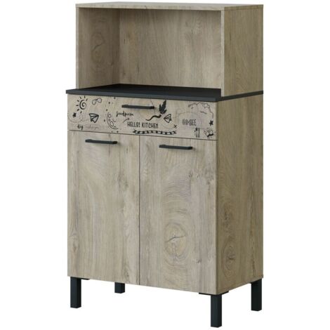 Mueble de cocina 72x40x126 cm roble y gris antracita con 2 puertas y 1 cajón – Renon