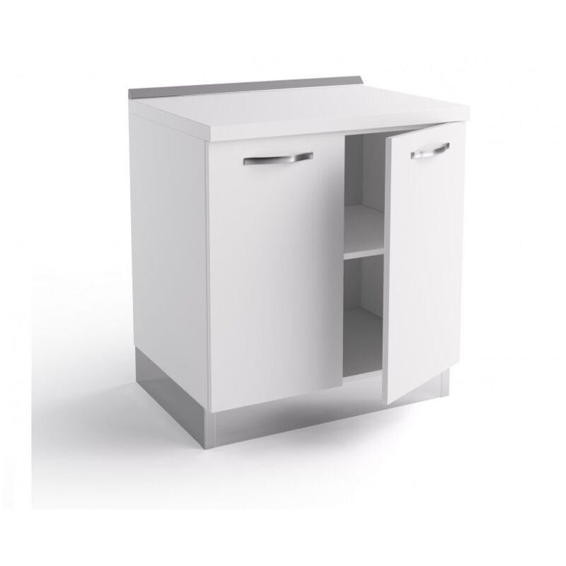 

Mueble de cocina 80x60xH84 cm en madera Blanco mate con dos puertas | Blanco