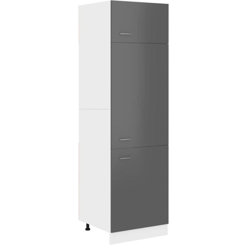 

Armario de frigorífico de aglomerado gris brillo 60x57x207 cm - Gris - Vidaxl