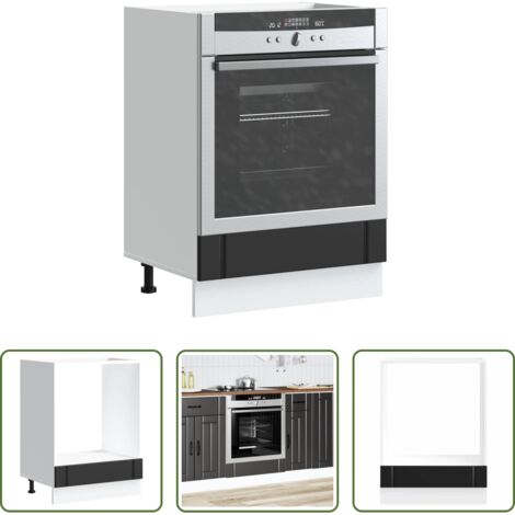 Mueble de cocina -  Armario de horno Lucca negra madera reconstituida