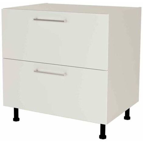 Mueble de cocina bajo cacerolero en gris cream y blanco mate. 85 cm(alto)60  cm(ancho)60 cm(largo) Color BLANCO MATE