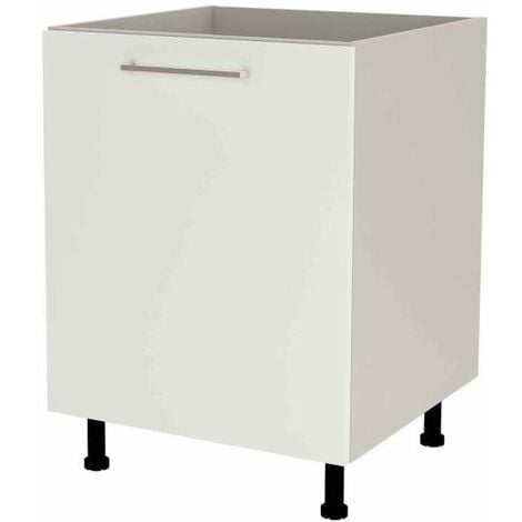 Mueble de cocina bajo para fregadero en gris cream y blanco mate. 85 cm(alto)60 cm(ancho)60 cm(largo)