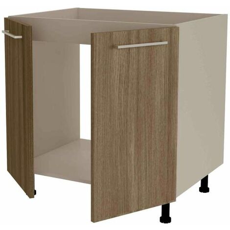 Mueble de cocina bajo para fregadero en gris cream y nogal noceto. 85 cm(alto)80 cm(ancho)60 cm(largo)