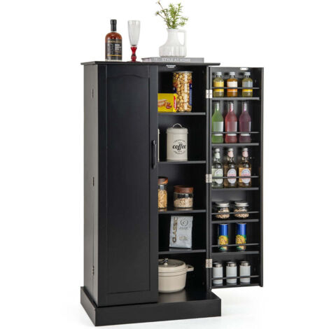Mueble de cocina de 1 pieza 60 x 40 x 120 cm multifuncional y moderno fabricado en MDF negro 200012703