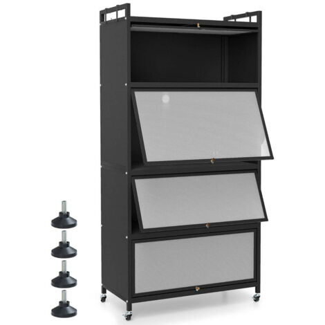 Mueble de cocina de 805 x 40 x 162 cm con ruedas y ganchos diseño contemporáneo en metal negro 200016169
