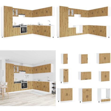 Mueble de cocina Lucca 14 piezas artesanal roble - Armarios de cocina - Muebles bajo lavabo
