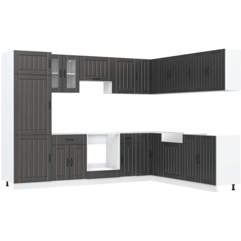 Mueble de cocina Lucca negra 14 piezas madera contrachapada vidaXL