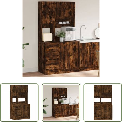 Mueble de cocina -  Mueble de cocina madera ingeniería roble ahumado 95x50x180 cm