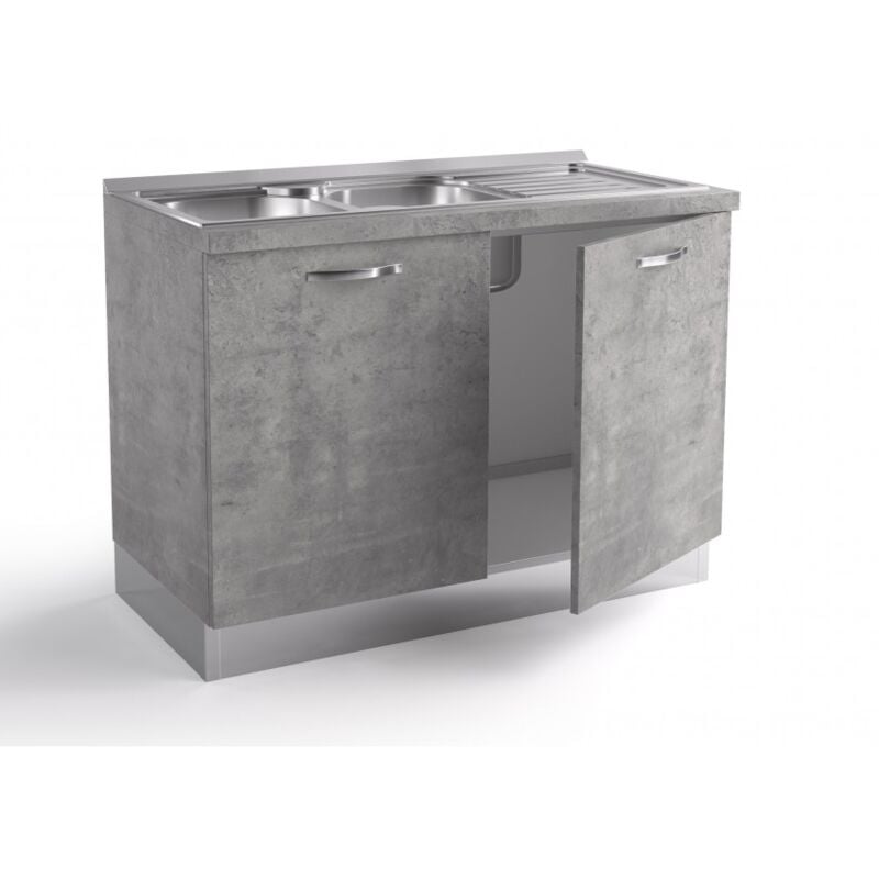 

Mueble de cocina para fregadero 120x60xH84 cm en madera Gris con dos puertas | gris