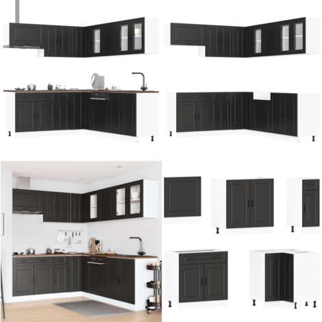 Mueble de cocina Porto negra 11 piezas madera contrachapada - Muebles de cocina - Almacenamiento de cocina