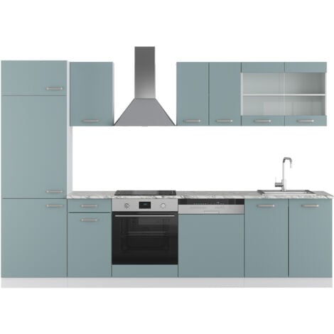 Mueble de cocina R-Line, Gris azulado, 300 cm , ET Mármol, Vicco