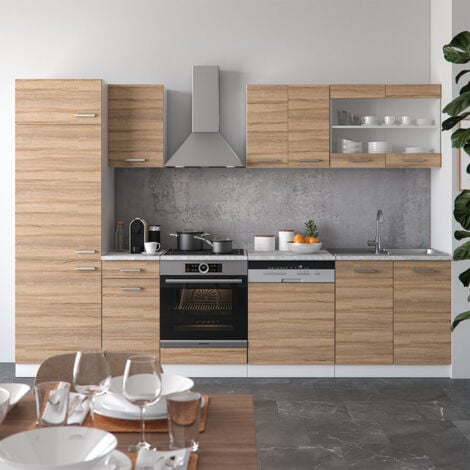 Mueble de cocina R-Line, Sonoma, 300 cm sin encimera, Vicco