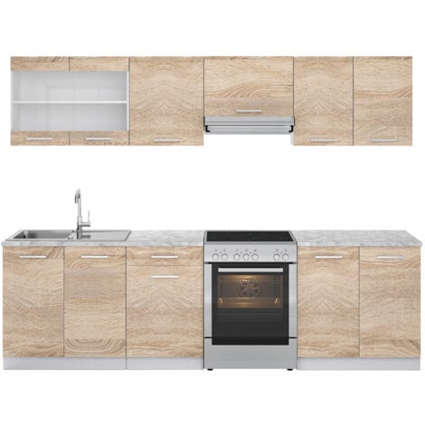 Mueble de cocina Raul, Sonoma, 270 cm , ET Mármol, Vicco