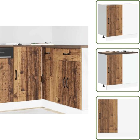Mueble de cocina - vidaXL Mueble bajo de cocina Lucca madera contrachapada madera antigua - Cocina organizada