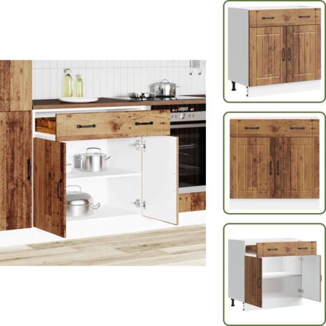 Mueble de cocina - vidaXL Mueble bajo de cocina Lucca madera vieja - Cocina organizada