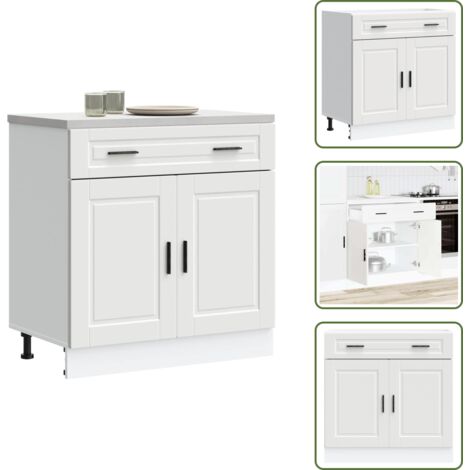 Mueble de cocina - vidaXL Mueble bajo de cocina Porto madera contrachapada blanca - Madera contrachapada
