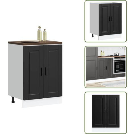 Mueble de cocina - vidaXL Mueble bajo de cocina Porto madera contrachapada negro - Madera contrachapada