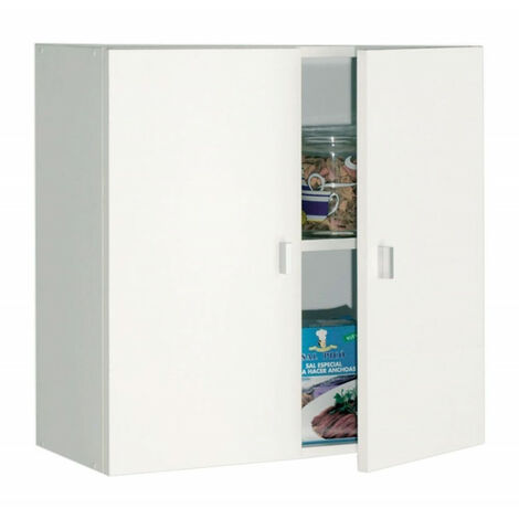 Mueble de colgar con dos puertas, 60 x 60 x 26.5 cm, color blanco