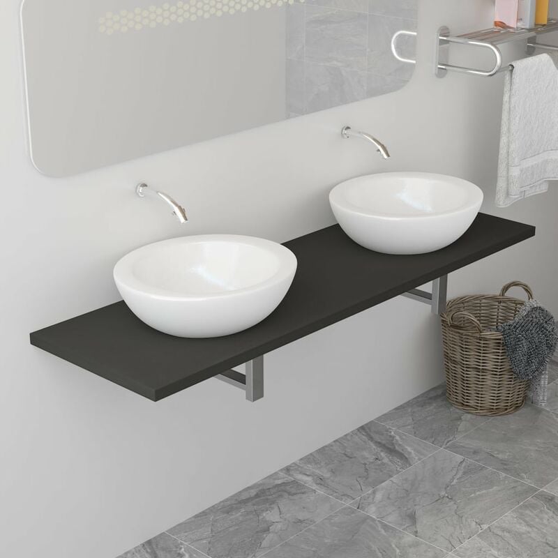 

Mueble de cuarto de baño gris 160x40x16,3 cm