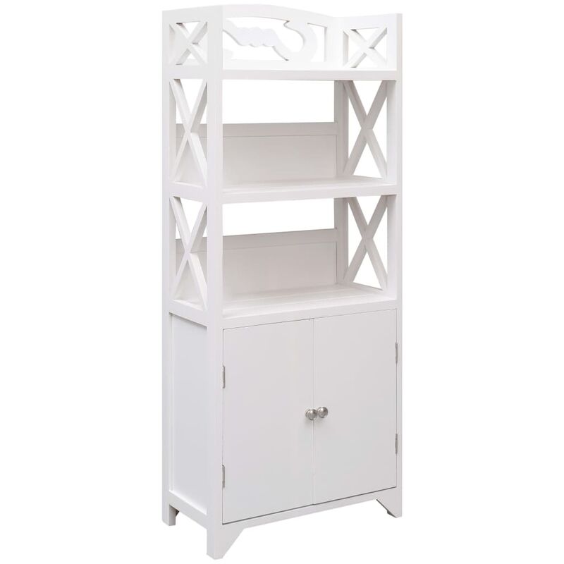 

Happyshopping - Mueble de cuarto de bano madera Paulownia blanco 46x24x116 cm