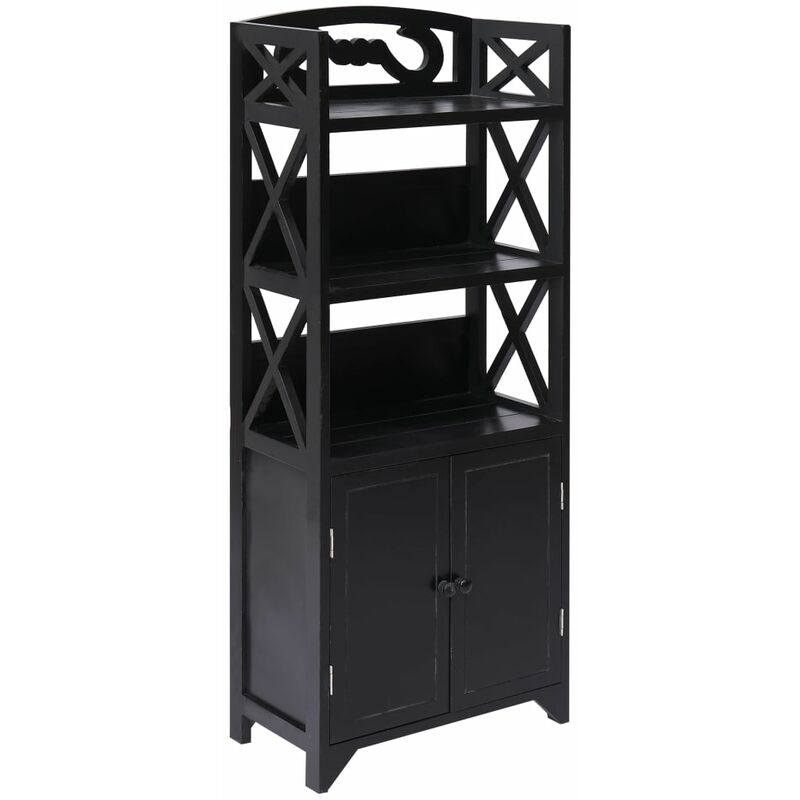 

Mueble de cuarto de bano madera Paulownia negro 46x24x116 cm