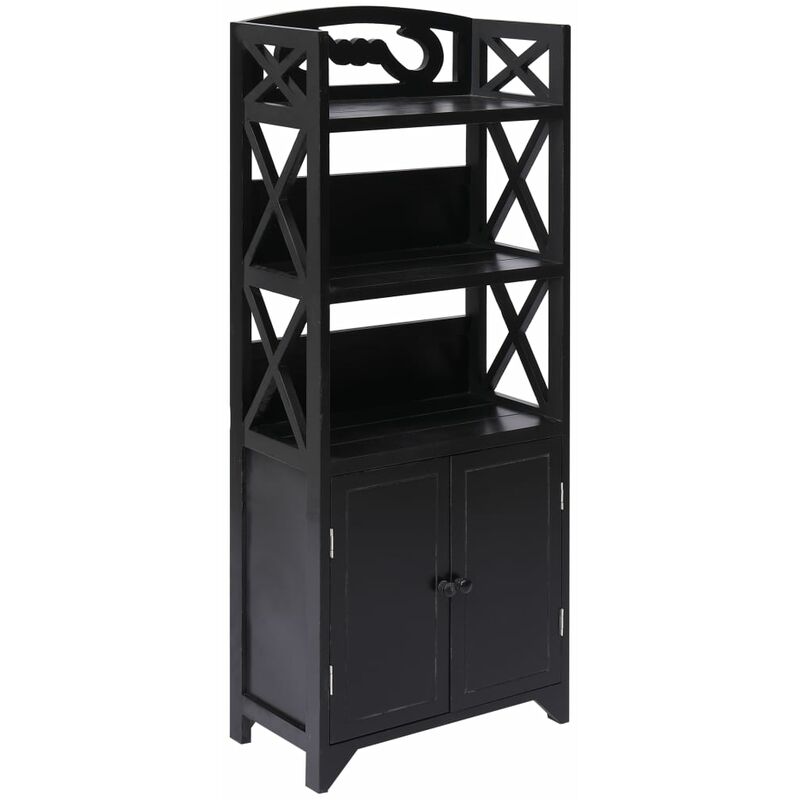 

Mueble de cuarto de baño madera Paulownia negro 46x24x116 cm
