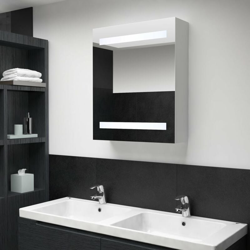 

Mueble de cuarto de baño con espejo LED 50x14x60 cm