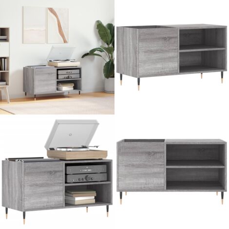 Mueble de discos madera de ingeniería gris Sonoma 85x38x48 cm - Almacenamiento de discos - Mueble de madera