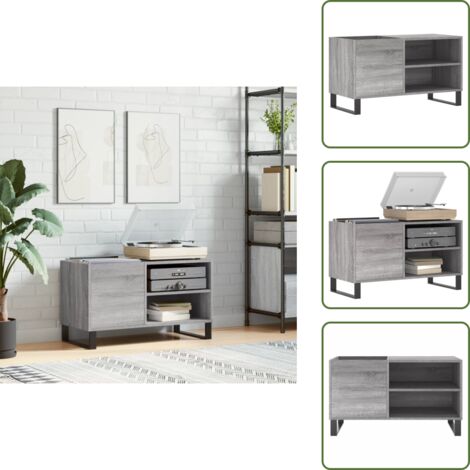 Mueble de discos - vidaXL Mueble de discos madera de ingeniería gris Sonoma 85x38x48 cm - Madera contrachapada