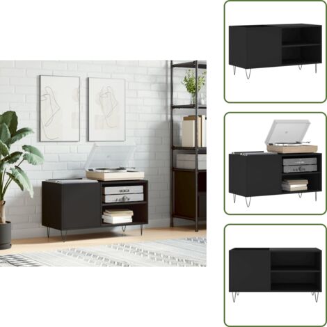Mueble de discos - vidaXL Mueble de discos madera de ingeniería negro 85x38x48 cm - Mueble industrial