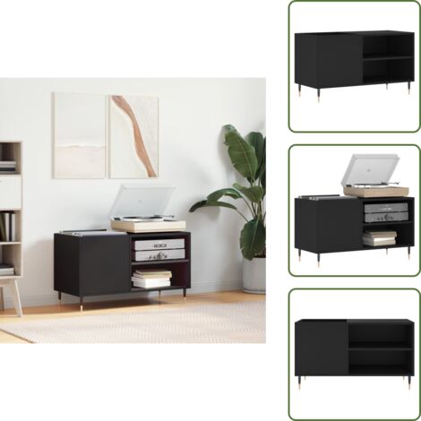 Mueble de discos - vidaXL Mueble de discos madera de ingeniería negro 85x38x48 cm - Mueble industrial