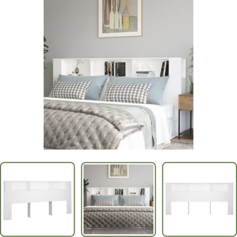 Mueble de dormitorio -  Mueble cabecero blanco 220x18,5x104,5 cm