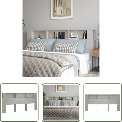 Mueble de dormitorio -  Mueble cabecero gris hormigón 220x18,5x104,5 cm