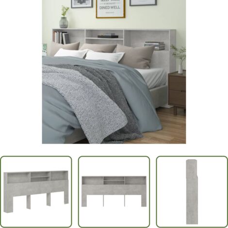 Mueble de dormitorio -  Mueble cabecero gris hormigón 220x19x103,5 cm