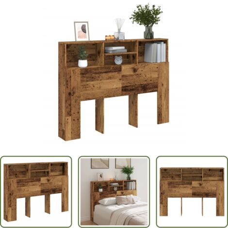Mueble de dormitorio -  Mueble cabecero madera envejecida 140x19x103,5 cm