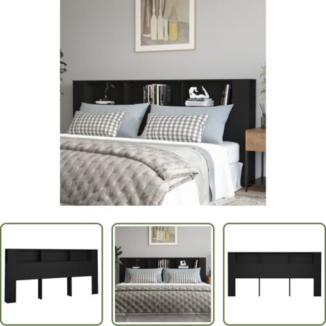 Mueble de dormitorio -  Mueble cabecero negro 220x18,5x104,5 cm