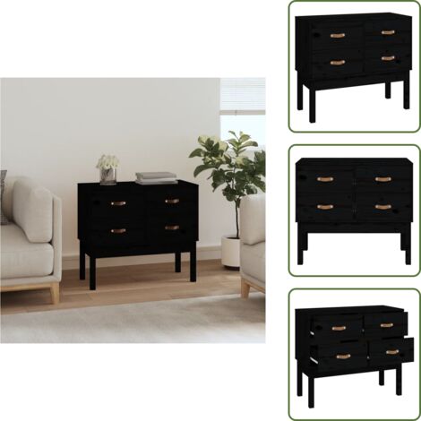 Mueble de dormitorio - vidaXL Mueble consola de madera maciza de pino negro 90x40x78 cm - Mueble de salón