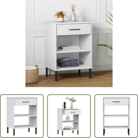 Mueble de entrada -  Armario consola patas de metal madera maciza pino blanco OSLO