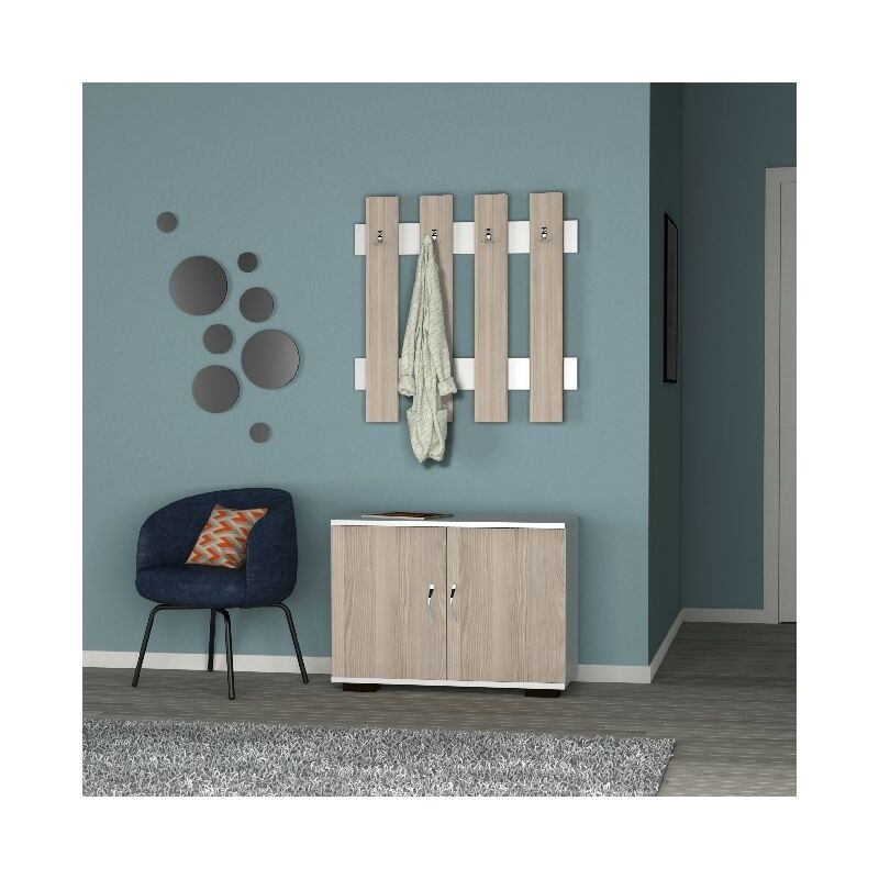 

Mueble de Entrada Fulya - Armario, percha - con puertas, ganchos - Blanco, Cordoba en Madera, Metal, Plastico, 72 x 35 x 57 cm