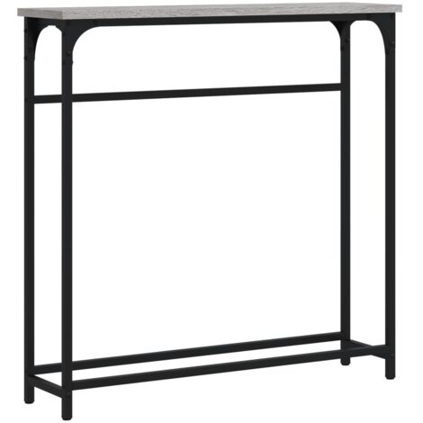 Mueble de entrada mesa consola 75 x 19,5 x 75 cm madera contrachapada gris y metal DEC032234