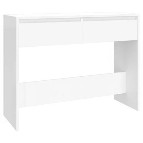 Mueble de entrada mesa consola de diseño elegante con cajones 100 x 35 x 76,5 cm madera contrachapada blanca DEC031680