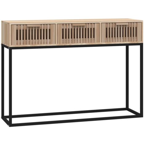 Mueble de entrada mesa consola de diseño elegante con cajones 105 x 30 x 75 cm madera contrachapada marrón y hierro DEC031501