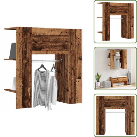 Mueble de entrada - vidaXL Mueble de recibidor madera ingeniería madera vieja 97,5x37x99cm - Estantes
