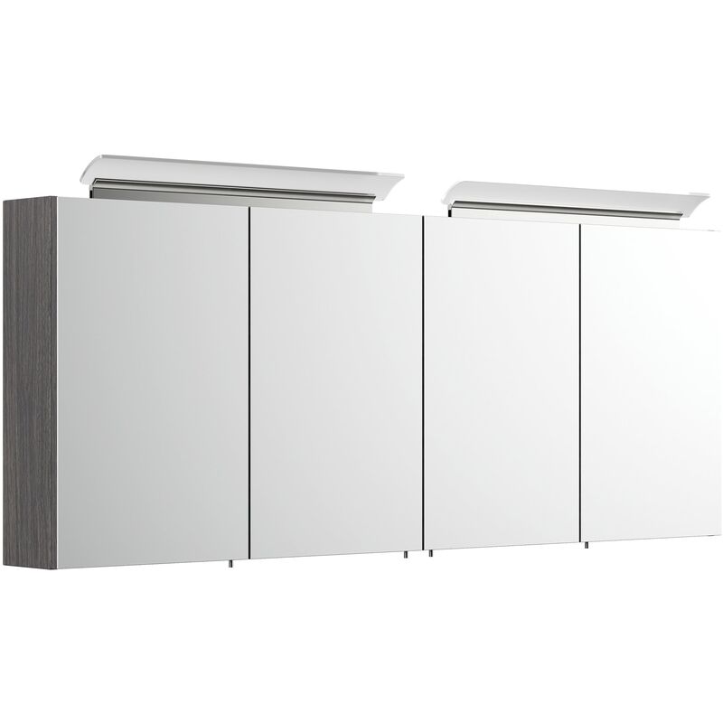 

Mueble de espejo 160cm con lámpara acrílica y estantes cristal Anthracita