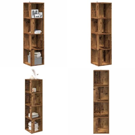 Mueble de esquina madera de ingeniería envejecida 33x33x132 cm - Almacenamiento - Madera de ingeniería