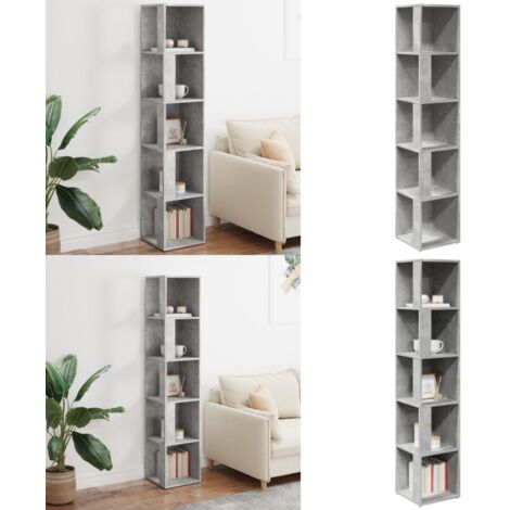 Mueble de esquina madera ingeniería gris hormigón 33x33x164,5cm - Mueble de almacenamiento - Mueble de salón