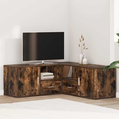 Mueble de esquina madera ingeniería roble ahumado 200x40x45 cm