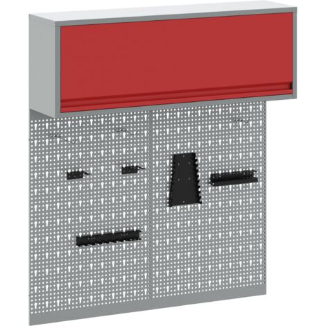 Mueble de herramientas y panel perforado 3 piezas metal rojo vidaXL