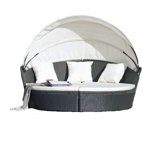 Mueble de jardín modular para 4/6 personas en resina tejida de polirratán gris CIRCA - Gris